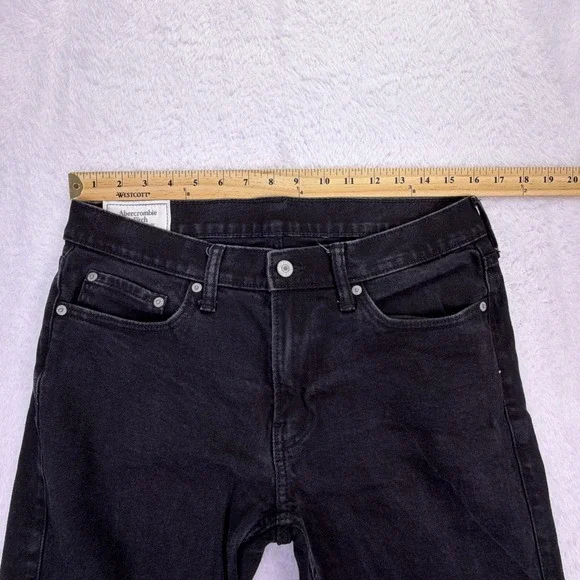 Abercrombie & Fitch Jeans Mens 32x30 Skinny Black Distress Stretch Denim‎ - Picture 7 of 8